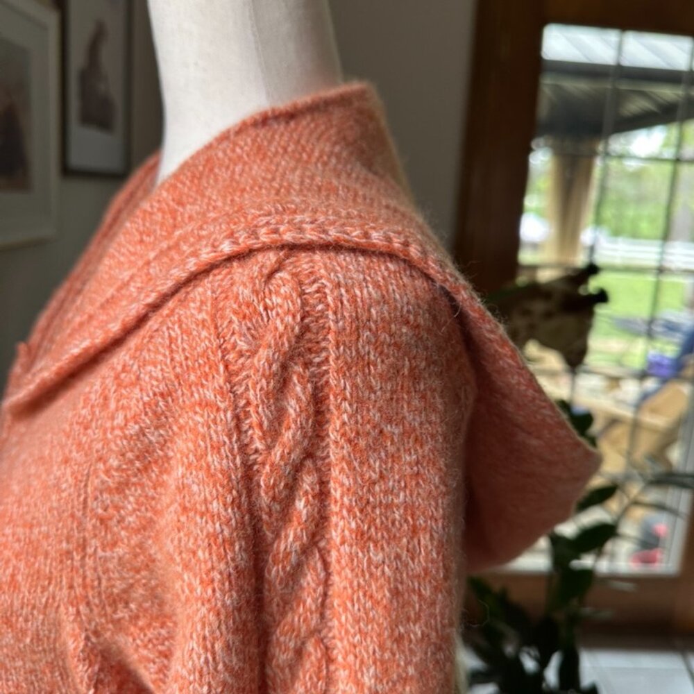 Sleeping On Snow, Anthropologie, Zip Hoodie Sweater, Orange, Crochet Pockets, XL - Picture 8 of 13